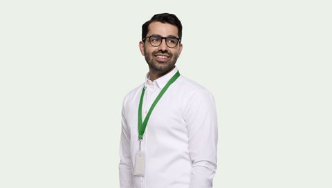Office worker smiling
