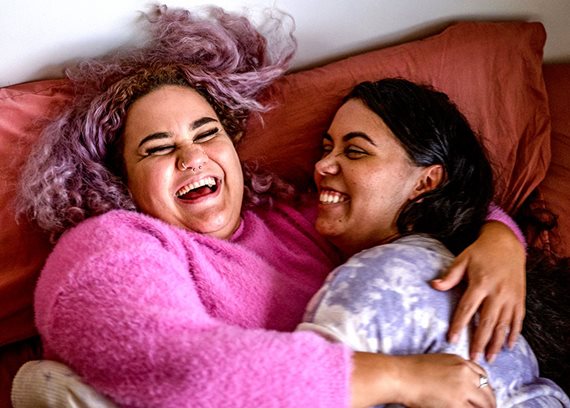 Female couple pink img text
