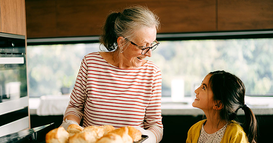 woman and girl in kitchen