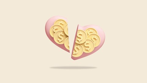 broken heart with dollar signs