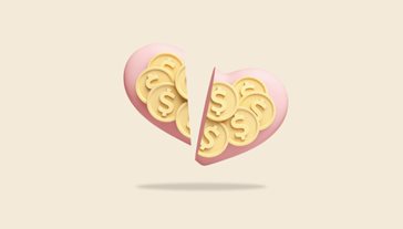 broken heart with dollar signs