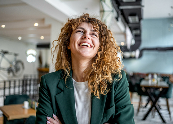 Smiling woman in an office
