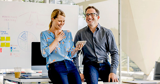 Smiling colleagues in an office