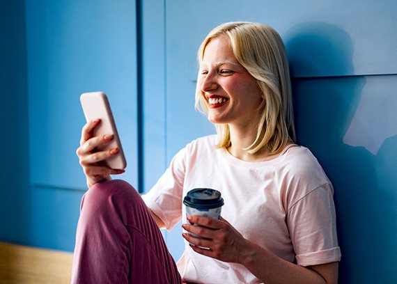 woman holding phone