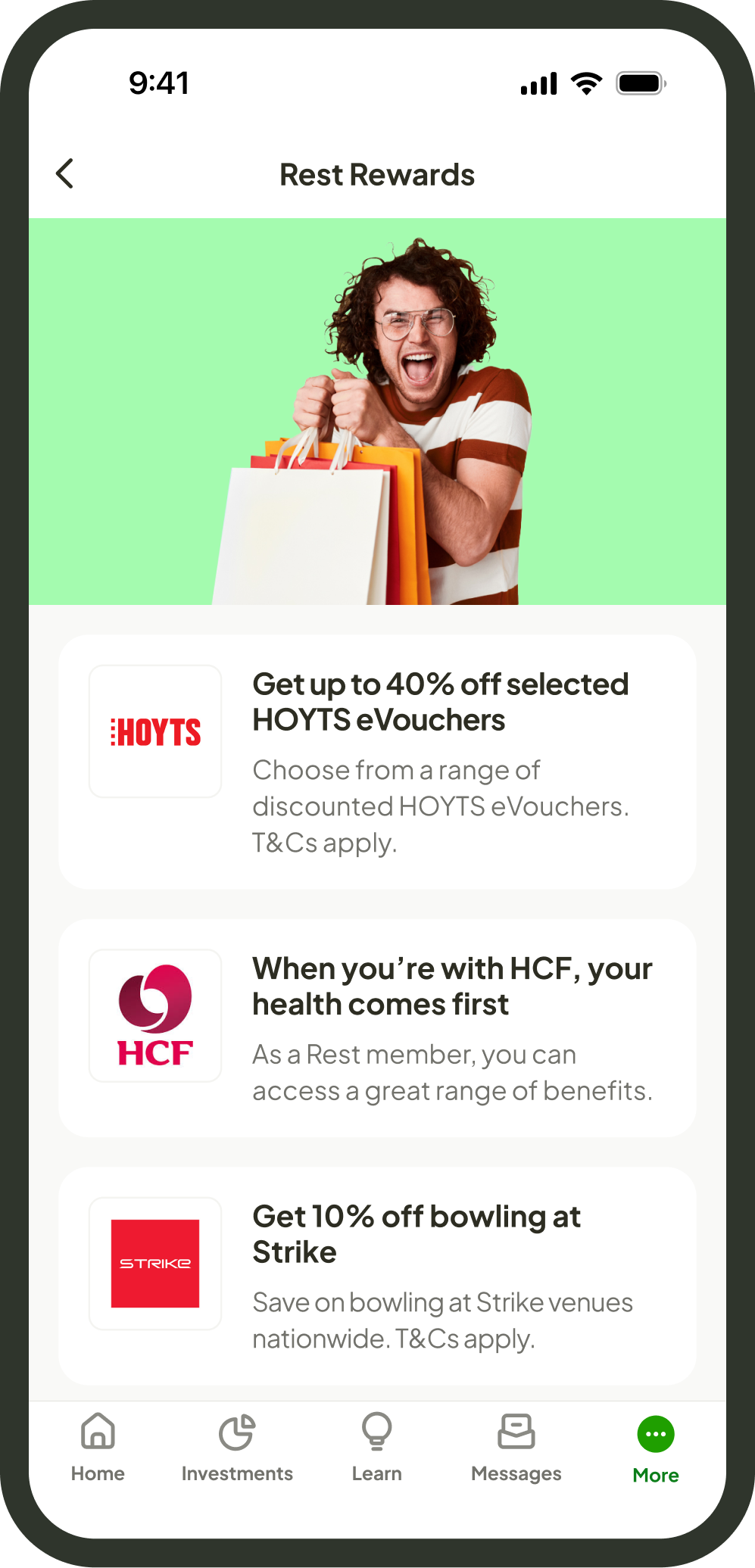 Rest rewards displayed in a phone